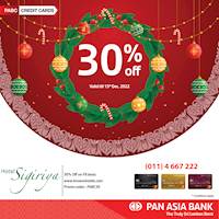 30% off at Hotel Sigiriya for Pan Asia Bank Credit Cards