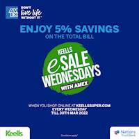 Enjoy 5% savings on the total bill when you shop online at keells for Nations Trust Bank American Express Card