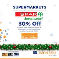30% off on Fresh Meat, Seafood, Fruits & Vegetables at SPAR for Union Bank Credit Card