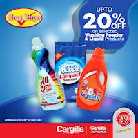 Up to 20% off on selected washing powder and liquid products at Cargills Food City