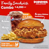 Family Sandwich Combo for Rs. 4550 at Popeyes