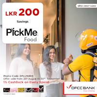 Get Rs. 200/- OFF at PickMe Food with DFCC Credit Cards!