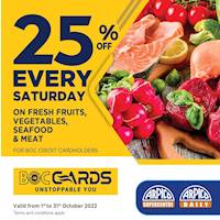 Enjoy 25% savings  on selected fresh fruits, vegetables, seafood and meat for BOC Credit Cardholder at Arpico