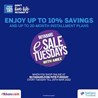 Enjoy up to 10% additional savings at Buyabans.com with your Nations Trust Bank American Express Card