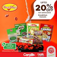 Get up to 20% off on selected Breakfast Cereals at Cargills Food City