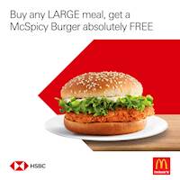Free Mcspicy burger with any large meal with HSBC Credit Cards at McDonald's