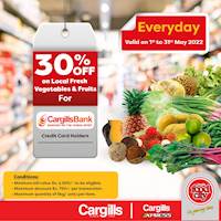 Get 30% OFF on local fresh vegetables & fruits for Cargills Bank Credit Card at Cargills Food City