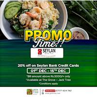 20% Off on Seylan Bank Credit Cards at Jack tree