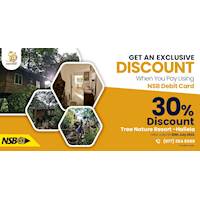 Enjoy a 30% discount at Tree Nature Resort- Haliela with NSB debit cards