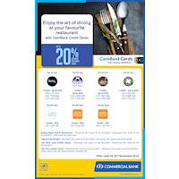 Enjoy the art of dining at your favourite restaurant with ComBank Credit Cards