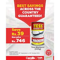 Best savings for Tess Mackeral across Cargills FoodCity outlets islandwide!