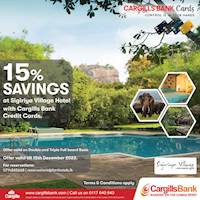 15% savings at Sigiriya Village Hotel with Cargills Bank Credit Cards