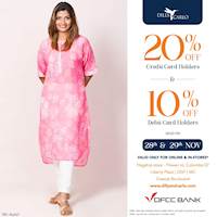 20% savings on your DFCC credit cards and 10% savings on debit card at Dilly & Carlo