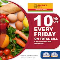Enjoy an amazing 10% savings on your total bill if you are a People's Bank Credit Cardholder!