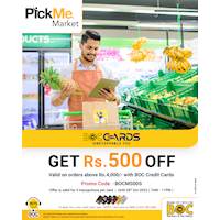 Spend Rs.4,000/- & Save Rs.500/- at PickMe Market with your BOC Credit Card