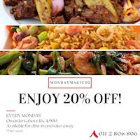 Get 20% off your total bill for dine in or takeaway at Steam Boat Restaurant