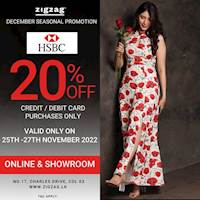 Shop with your HSBC CREDIT CARD this season & enjoy 20% off at Zigzag