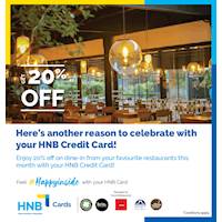 20% off on dine-in from your favourite restaurants with your HNB Credit Card
