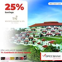 Enjoy 25% savings at Taj Bentota Resort & Spa with DFCC Credit Cards
