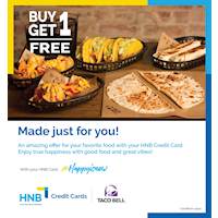 Buy One Get One Free offer at Taco Bell with your HNB Credit Card