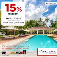 Enjoy 15% savings at Rock Villa - Bentota with DFCC Credit Cards!