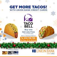Buy one Get one free on a la Carte menu at Taco Bell for Union Bank Credit Cards