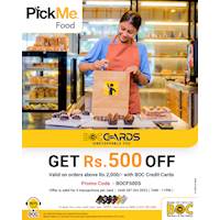 Spend Rs.2,000/- & Save Rs.500/- at PickMe Food with your BOC Credit Card