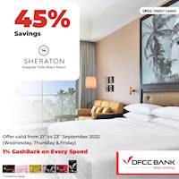 Enjoy 45% savings at Sheraton Kosgoda Turtle Beach Resort with DFCC Credit Cards.