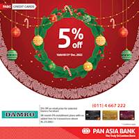 5% Off at Damro for Pan Asia Bank Credit Cards