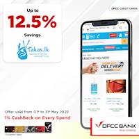 Enjoy up to 12.5% savings at takas.lk with DFCC Credit Cards!