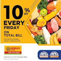 Enjoy a fantastic 10% savings on your total bill if you are a People's Bank Credit Cardholder at Arpico