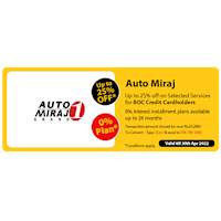 Get up to 25% off on Selected services for Bank of Ceylon Cards at Auto Miraj