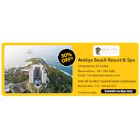  Get 30% Off at Araliya Beach Resort and Spa with Bank of Ceylon Cards