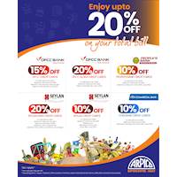 Enjoy amazing credit card offers on Total Bill at Arpico Supercentre