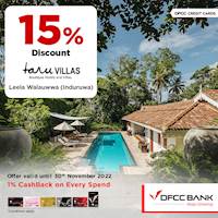 Enjoy 15% savings at Leela Walauwwa - Induruwa with DFCC Credit Cards!