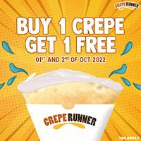 Buy 1 Crepe get 1 free at Crepe Runner