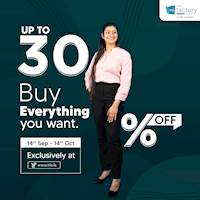 Enjoy up to 30% OFF online at The Factory Outlet