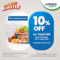 Get 10% off on total bill for commercial bank credit card at LAUGFS