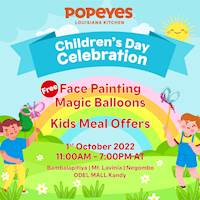 Enjoy this Children's day with free face painting, magic balloons and special Kids Meal offers at Popeyes