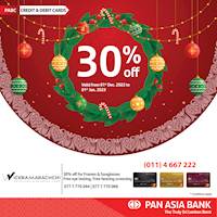 30% Off at Wickramarachi Opticians for Pan Asia Bank Cards