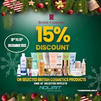  Enjoy 15% OFF on selected British Cosmetics products at NOLIMIT