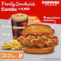 Family Sandwich Combo for Rs.4900 at Popeyes