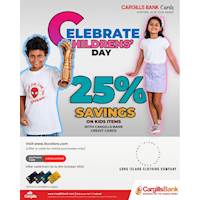Enjoy 25% Savings on kids items this Childrens' Day when you pay with Cargills Bank Credit Cards