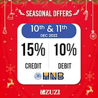 Get up to 20% OFF HNB Bank cards at ZUZI