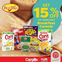 Get 15% off on selected Breakfast Cereals at Cargills Food City