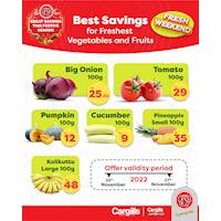 Buy Fresh Fruits and Vegetables at the Best Savings across Cargills FoodCity outlets island wide!