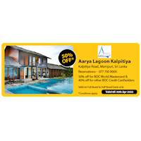 Up to 50% Off at Aarya Lagoon Kalpitiya With Bank of Ceylon Cards