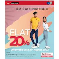 Enjoy 20% savings at Long Island Clothing Company with your NDB Cards