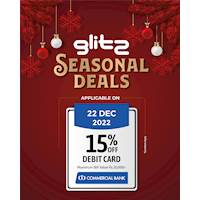 Get 15% off Everything at Glitz for Commercial Bank Debit Card