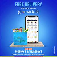 Shop online at www.glomark.lk on Tuesday & Thursday and get your groceries delivered to your doorstep FREE